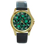 Green love Round Gold Metal Watch