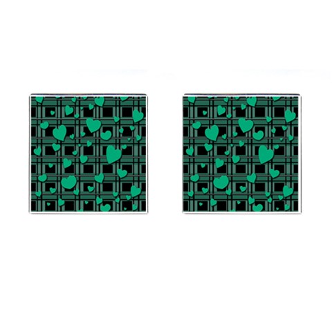 Green love Cufflinks (Square) from ArtsNow.com Front(Pair)