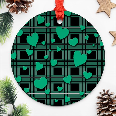 Green love Round Ornament (Two Sides)  from ArtsNow.com Front