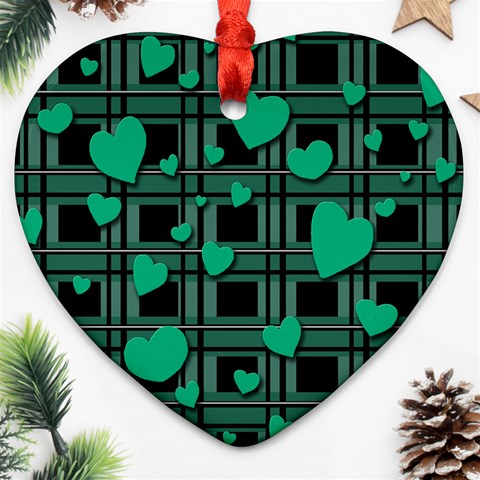 Green love Heart Ornament (2 Sides) from ArtsNow.com Front