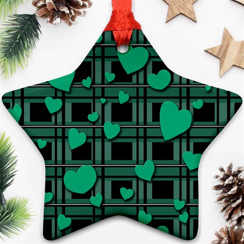Green love Star Ornament (Two Sides)  from ArtsNow.com Front
