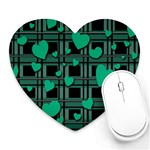 Green love Heart Mousepads