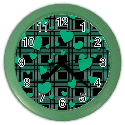 Green love Color Wall Clocks from ArtsNow.com Front