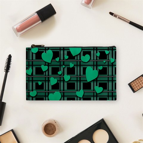 Green love Cosmetic Bag (Small)  from ArtsNow.com Front