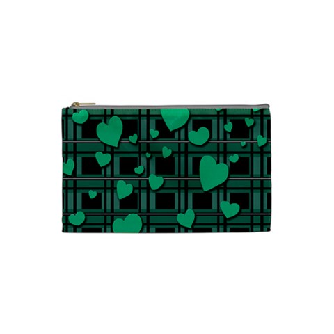 Green love Cosmetic Bag (Small)  from ArtsNow.com Front