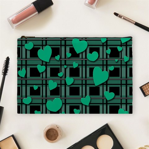 Green love Cosmetic Bag (Large)  from ArtsNow.com Front