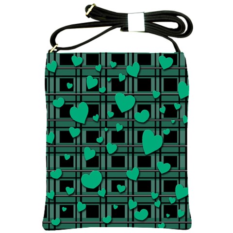 Green love Shoulder Sling Bags from ArtsNow.com Front