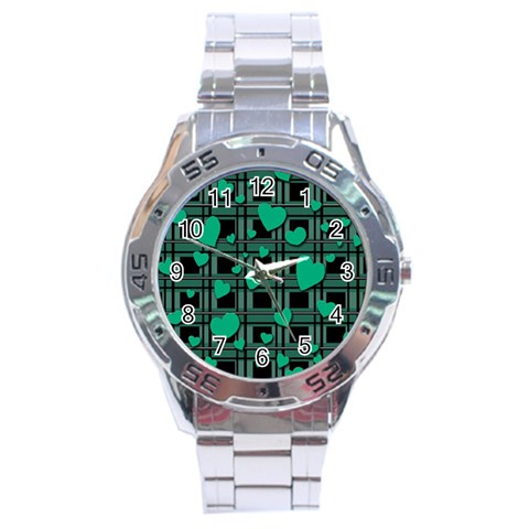 Green love Stainless Steel Analogue Watch from ArtsNow.com Front