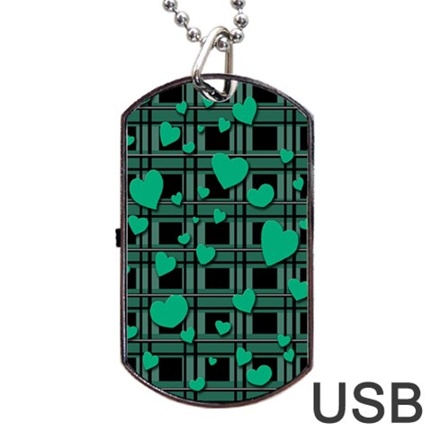 Green love Dog Tag USB Flash (Two Sides)  from ArtsNow.com Front