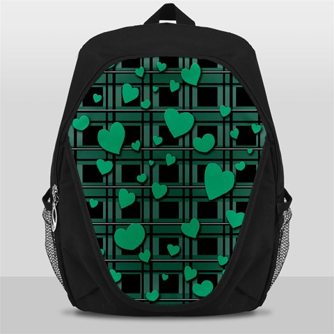 Green love Backpack Bag from ArtsNow.com Front