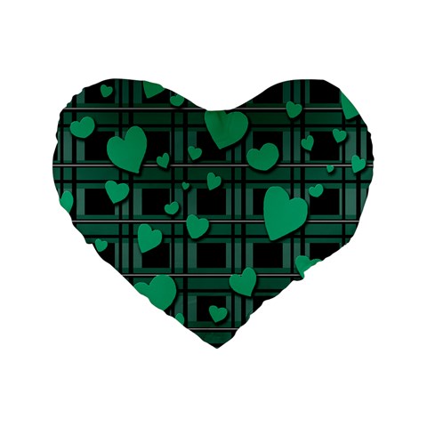 Green love Standard 16  Premium Heart Shape Cushions from ArtsNow.com Front