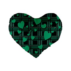 Green love Standard 16  Premium Heart Shape Cushions from ArtsNow.com Front