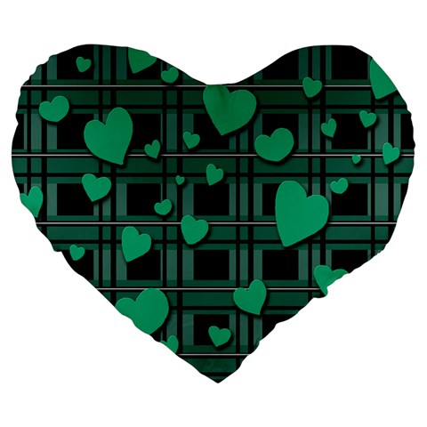 Green love Large 19  Premium Heart Shape Cushions from ArtsNow.com Front
