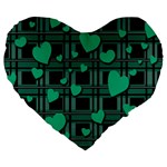 Green love Large 19  Premium Heart Shape Cushions