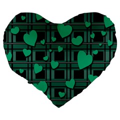 Green love Large 19  Premium Heart Shape Cushions from ArtsNow.com Back