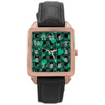 Green love Rose Gold Leather Watch 