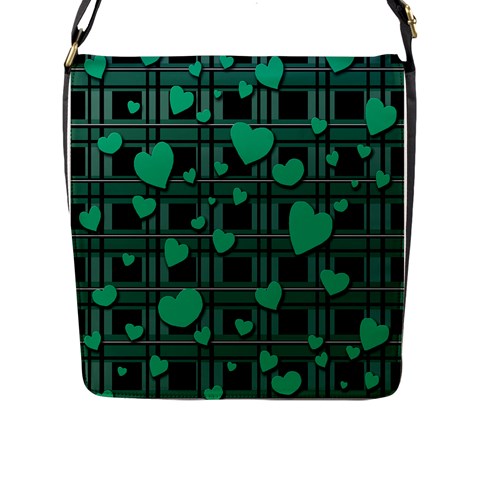 Green love Flap Messenger Bag (L)  from ArtsNow.com Front