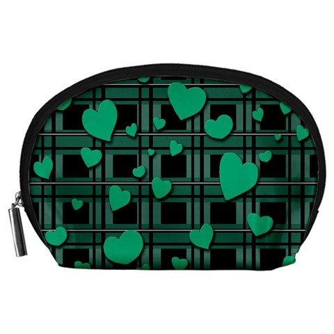Green love Accessory Pouches (Large)  from ArtsNow.com Front