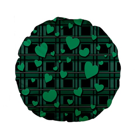Green love Standard 15  Premium Flano Round Cushions from ArtsNow.com Front