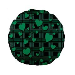 Green love Standard 15  Premium Flano Round Cushions from ArtsNow.com Front