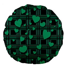 Green love Large 18  Premium Flano Round Cushions from ArtsNow.com Front