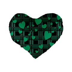 Green love Standard 16  Premium Flano Heart Shape Cushions from ArtsNow.com Back