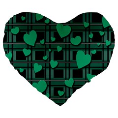 Green love Large 19  Premium Flano Heart Shape Cushions from ArtsNow.com Front