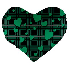 Green love Large 19  Premium Flano Heart Shape Cushions from ArtsNow.com Back