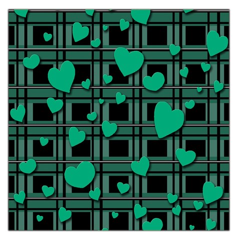 Green love Large Satin Scarf (Square) from ArtsNow.com Front