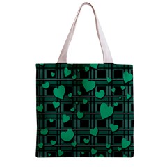 Green love Zipper Grocery Tote Bag from ArtsNow.com Back