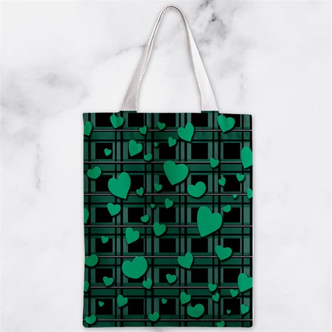 Green love Zipper Classic Tote Bag from ArtsNow.com Front