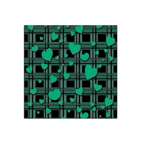 Green love Satin Bandana Scarf from ArtsNow.com Front