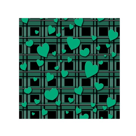 Green love Small Satin Scarf (Square) from ArtsNow.com Front