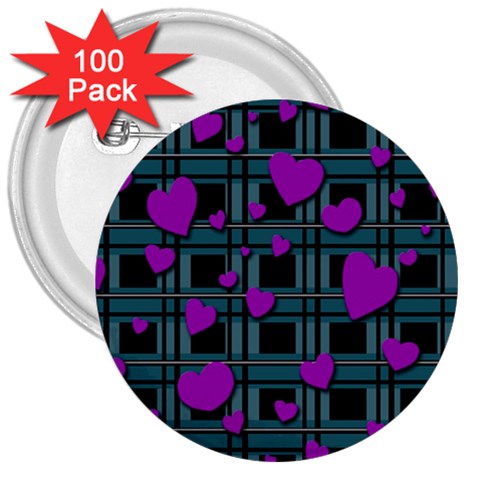 Purple love 3  Buttons (100 pack)  from ArtsNow.com Front