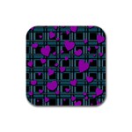 Purple love Rubber Square Coaster (4 pack) 