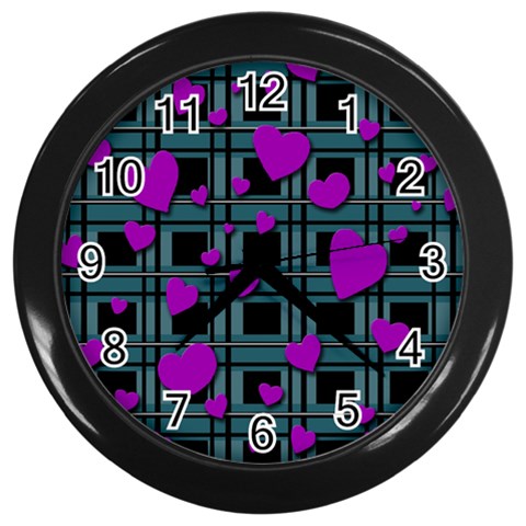 Purple love Wall Clocks (Black) from ArtsNow.com Front