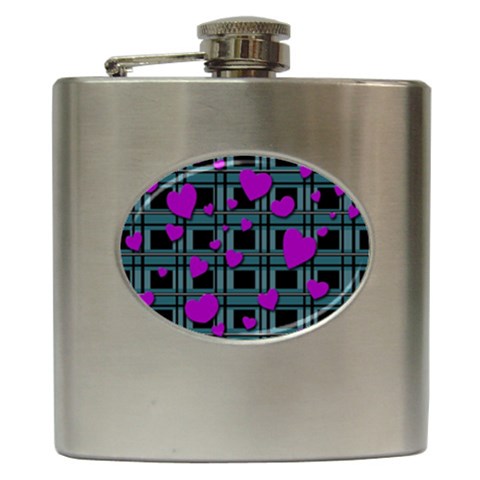 Purple love Hip Flask (6 oz) from ArtsNow.com Front