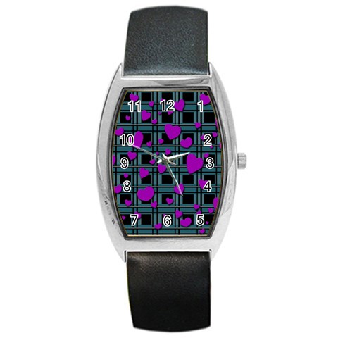 Purple love Barrel Style Metal Watch from ArtsNow.com Front