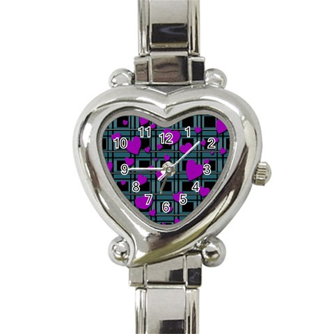 Purple love Heart Italian Charm Watch from ArtsNow.com Front