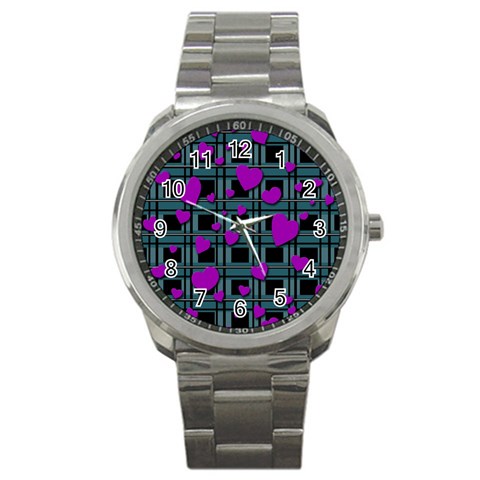Purple love Sport Metal Watch from ArtsNow.com Front