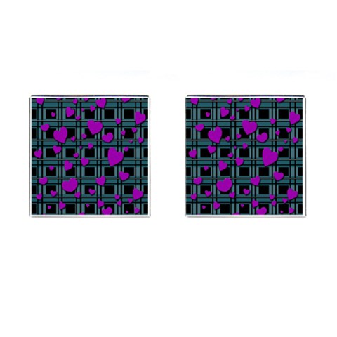 Purple love Cufflinks (Square) from ArtsNow.com Front(Pair)