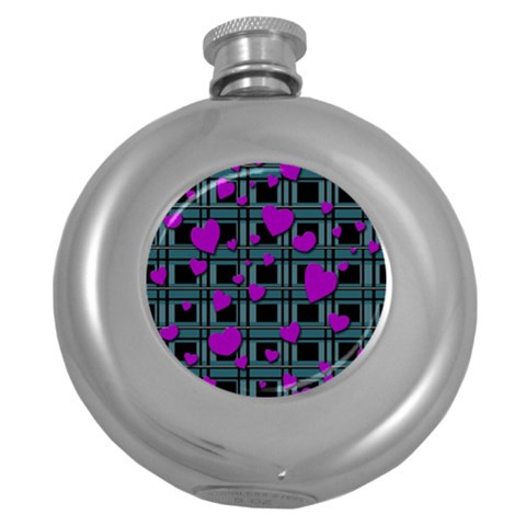 Purple love Round Hip Flask (5 oz) from ArtsNow.com Front