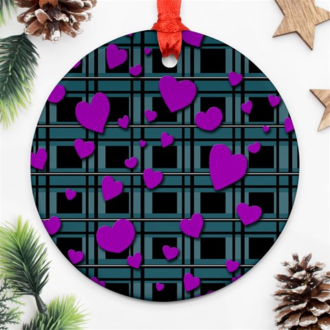 Purple love Round Ornament (Two Sides)  from ArtsNow.com Front