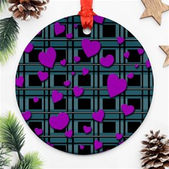 Purple love Round Ornament (Two Sides)  from ArtsNow.com Front