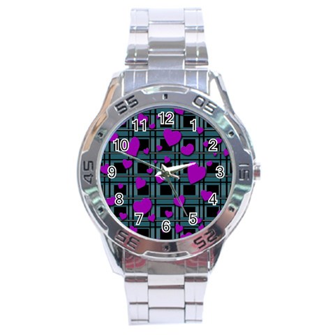 Purple love Stainless Steel Analogue Watch from ArtsNow.com Front