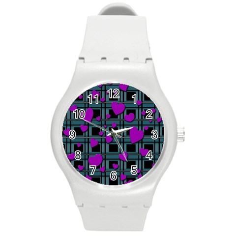 Purple love Round Plastic Sport Watch (M) from ArtsNow.com Front