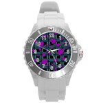 Purple love Round Plastic Sport Watch (L)