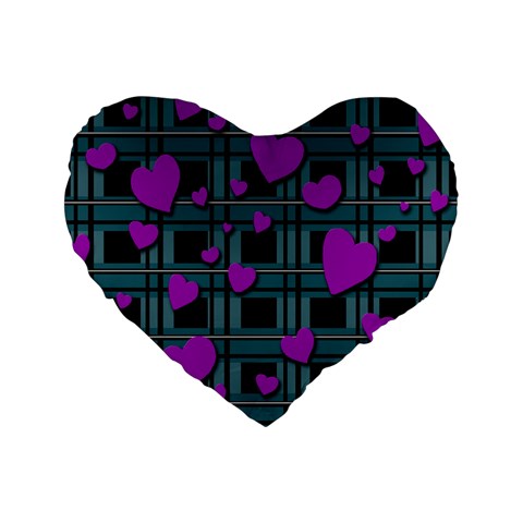 Purple love Standard 16  Premium Heart Shape Cushions from ArtsNow.com Front