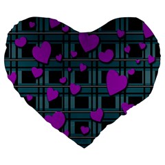 Purple love Large 19  Premium Heart Shape Cushions from ArtsNow.com Front