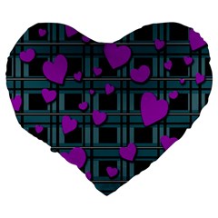 Purple love Large 19  Premium Heart Shape Cushions from ArtsNow.com Back